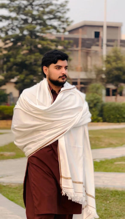 Men White Wool Shwal