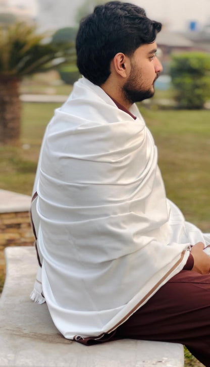 Men White Wool Shwal